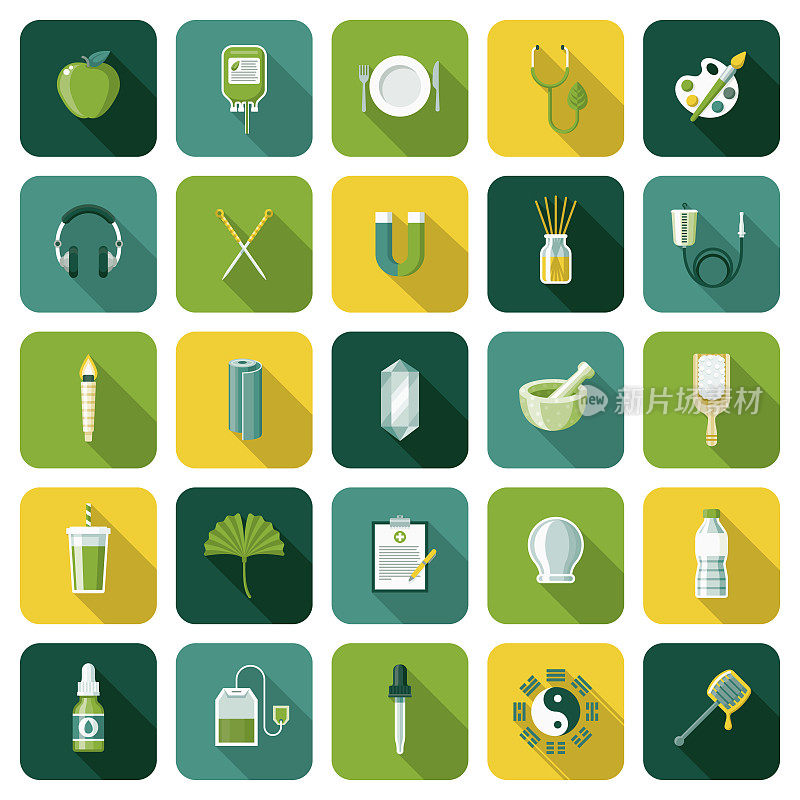 Alternative Medicine and Naturopathy Icon Set